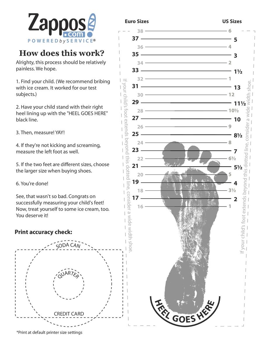 Printable Shoe Size Chart Activity Shelter