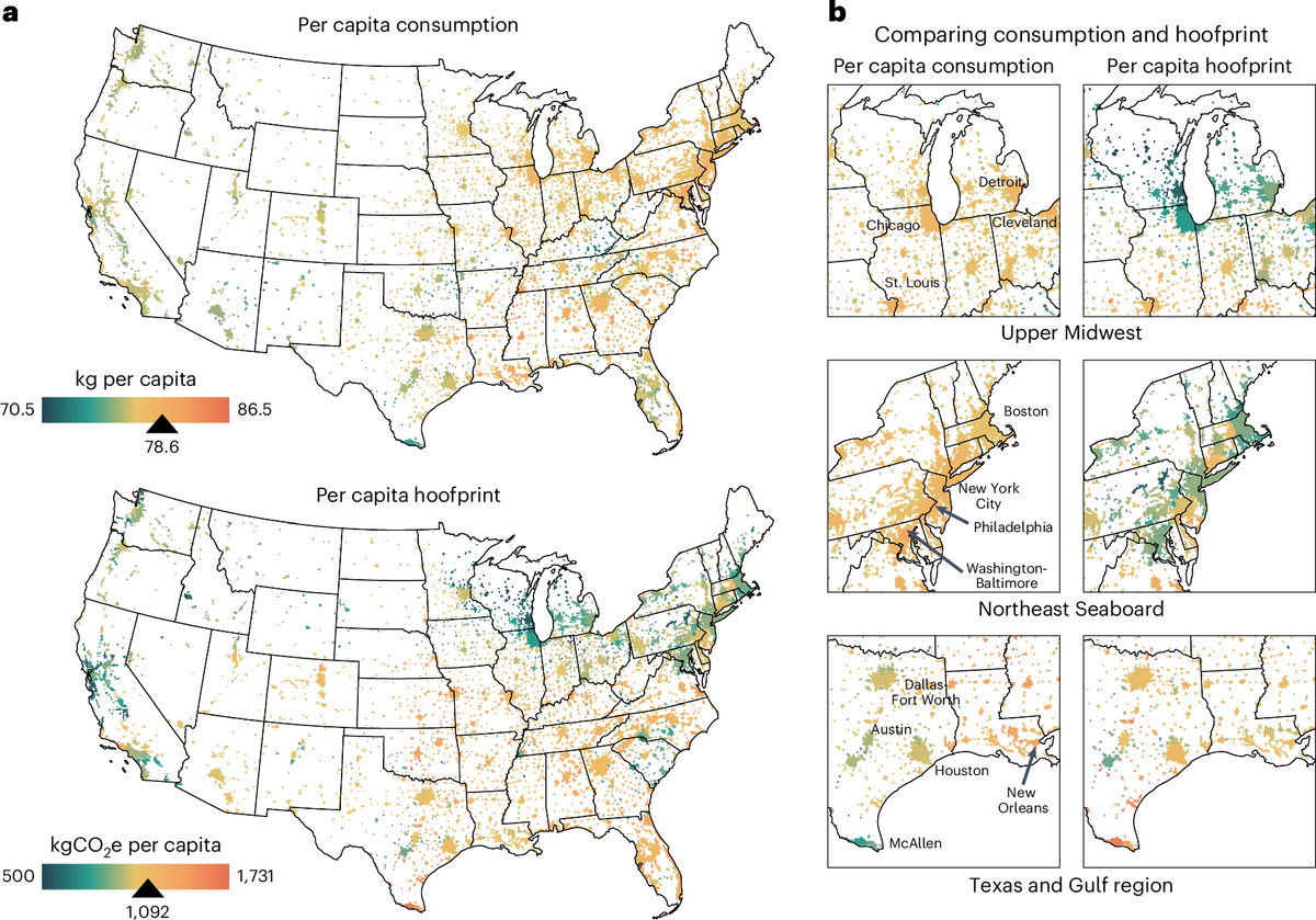 The Carbon Hoofprint Of Cities Is Shaped By Geography And Production In The Livestock Supply Chain Nature Climate Change