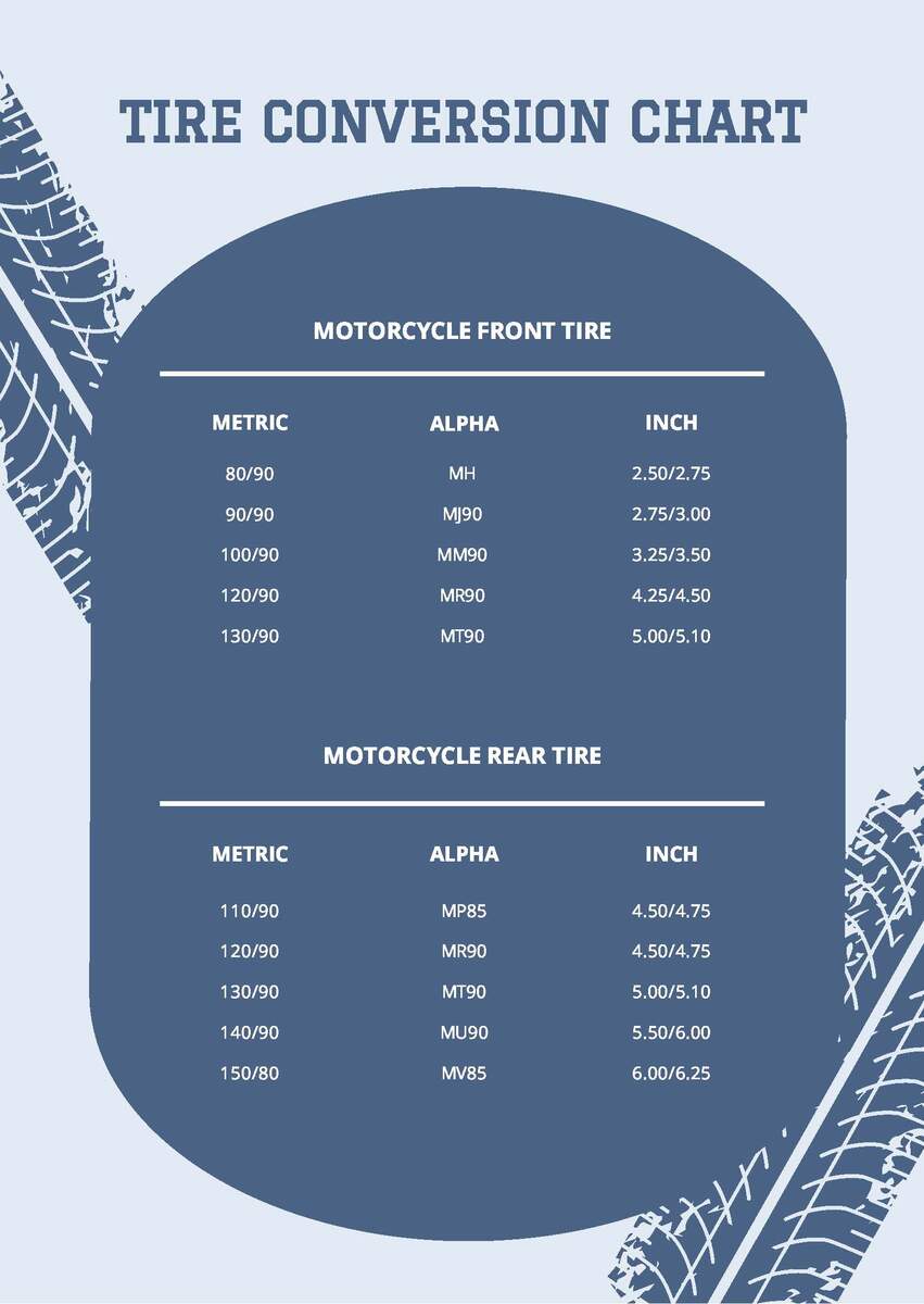 Bike Tire Size Chart In PDF Download Template