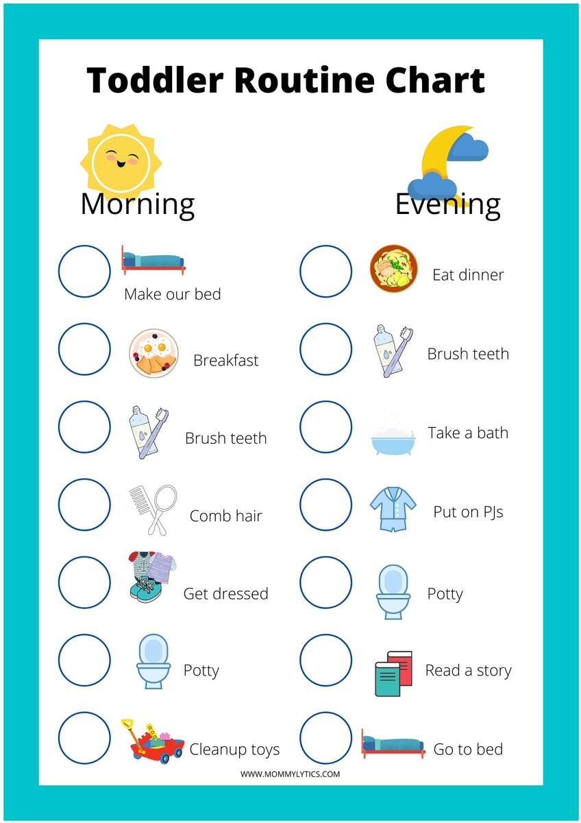 Toddler Routine Chart Poster Morning And Evening Toddler Printable Daily Rhythm Instant Download PDF Etsy