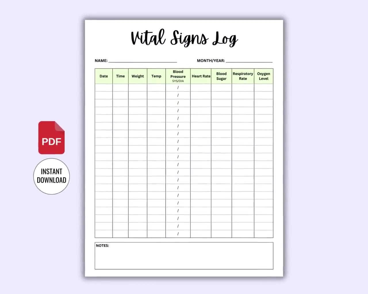 Comprehensive Vital Signs Tracker Monitoring Vital Signs Printable Vital Sign Chart Vital Sign Log Vital Sign Tracker Vital Sign Sheet Etsy