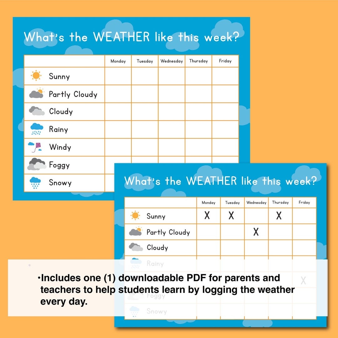 Weekly Weather Chart For Classrooms And Parents 8 5 X 11 Digital Download Etsy Israel
