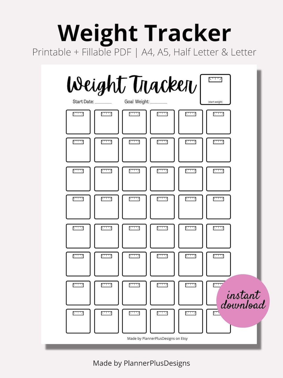 Digital Download Printable Weight Tracker Chart Track Your Progress Dry Erase Pen 11 X17 Perfect Weight Loss Gain Tracker Etsy